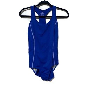 Lands’ End Full Coverage One Piece Racerback Swimsuit Women Size 6 Royal Blue
